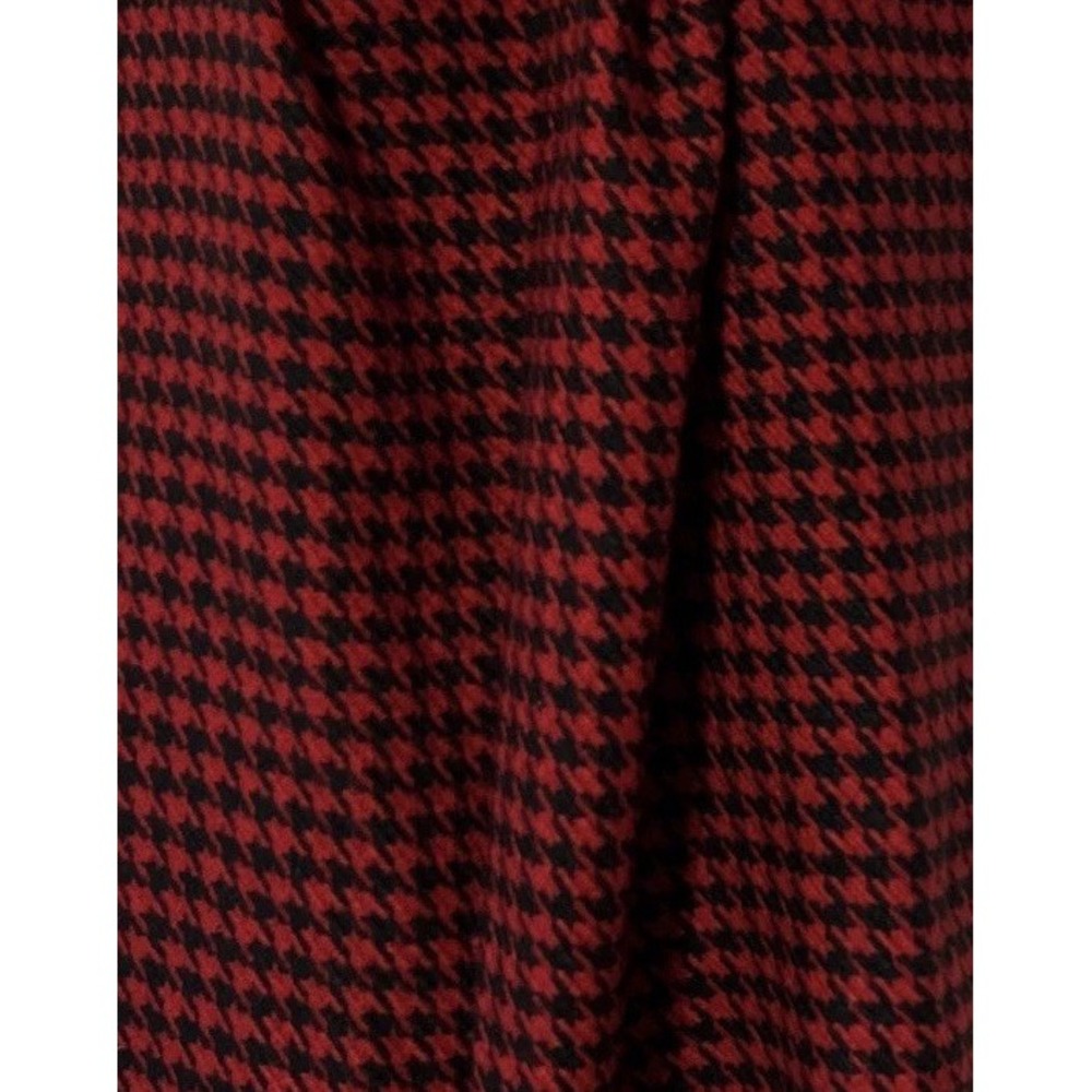 Red Black Houndstooth Check Plaid 64" Winter Wrap Scarf Viscose Cashmere Blend - Picture 2 of 6